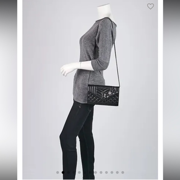 💯authentic Yves Saint Laurent Black Quilted Star Embellished Clutch envelope - Picture 7 of 7